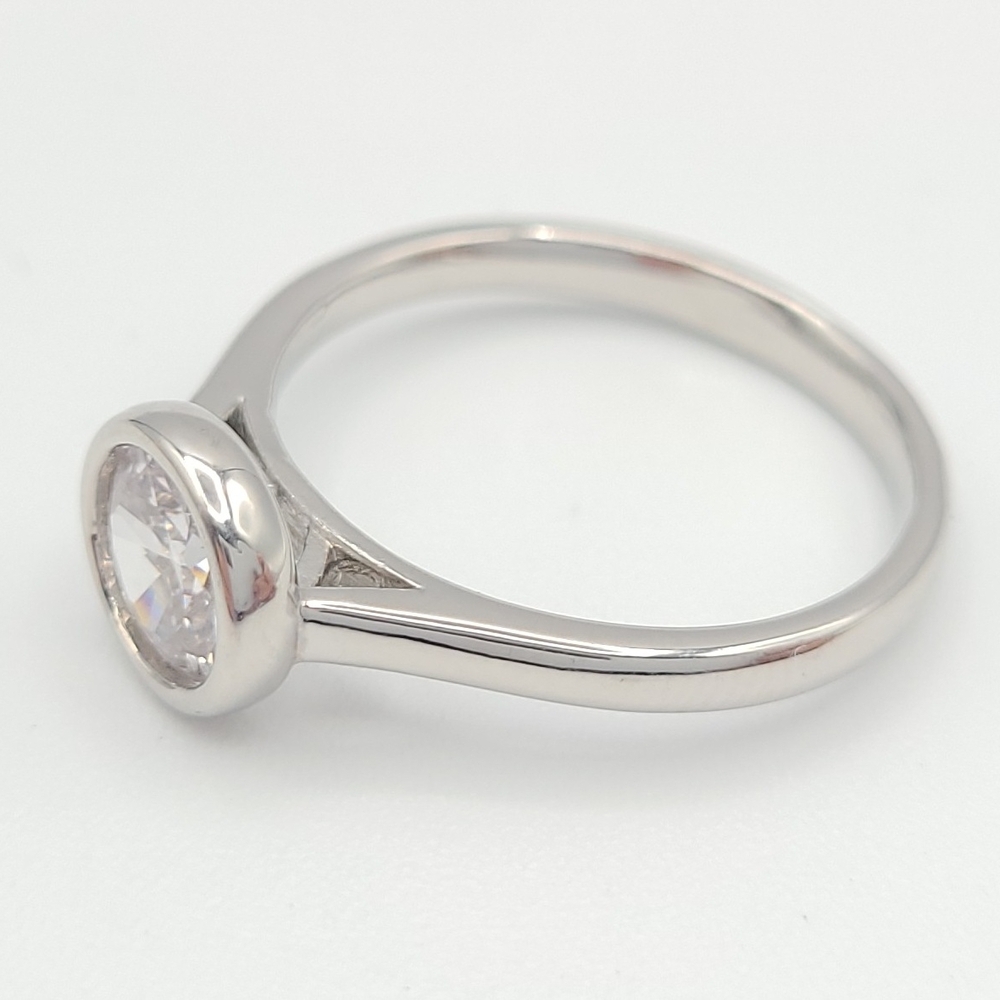 Bezel Set Solitaire CZ Ring | Minimalist Silver Dainty Stackable Ring Size 7 - Picture 9 of 14